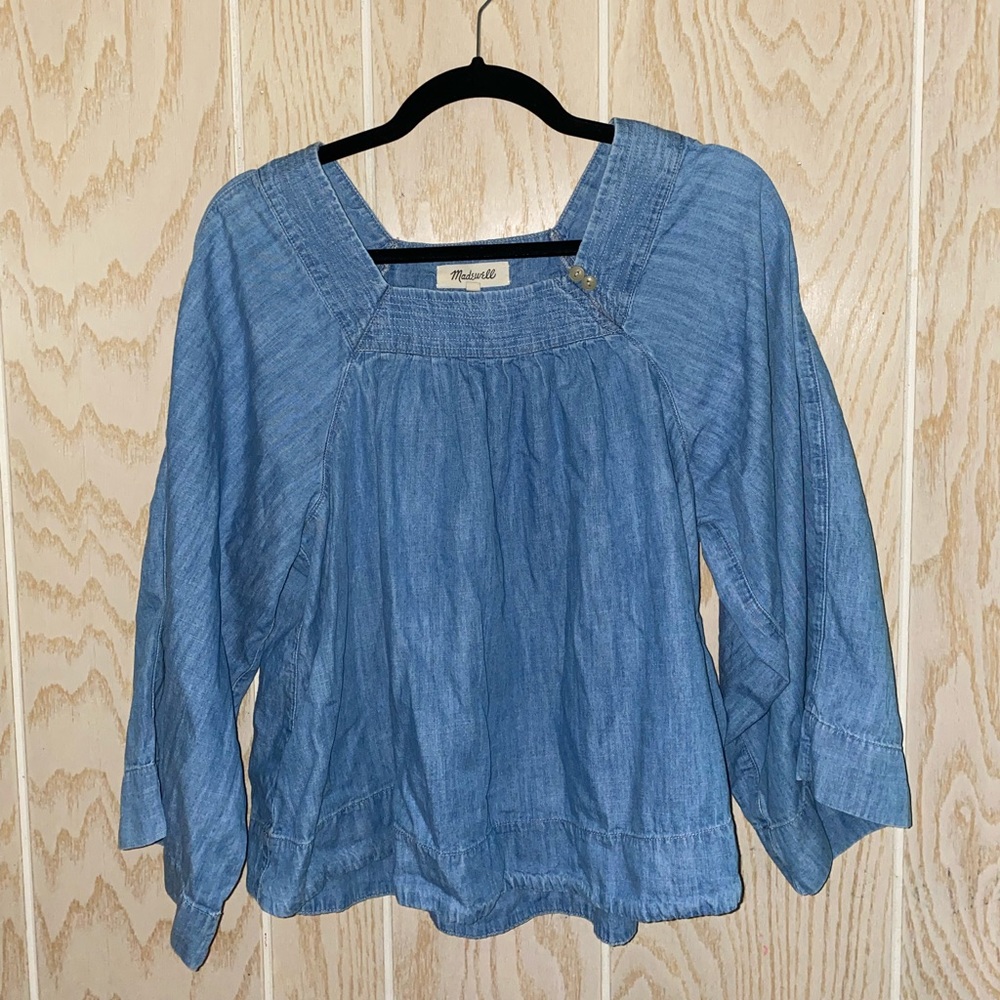 Madewell Denim Top Blouse in Small Blue